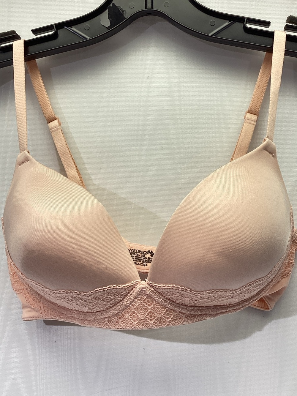 Lily of France Lacy Blush Coral Pink Wireless Push Up Bra 34B
